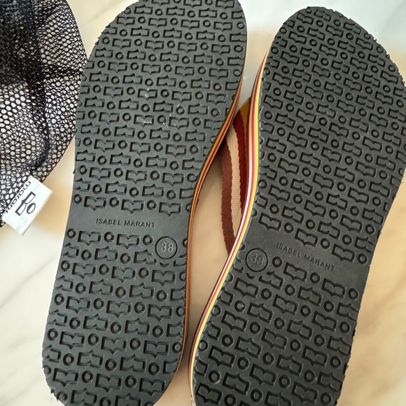 Isabel Marant Tae Striped Canvas Flip Flops with net shoe bag - Picture 7 of 11